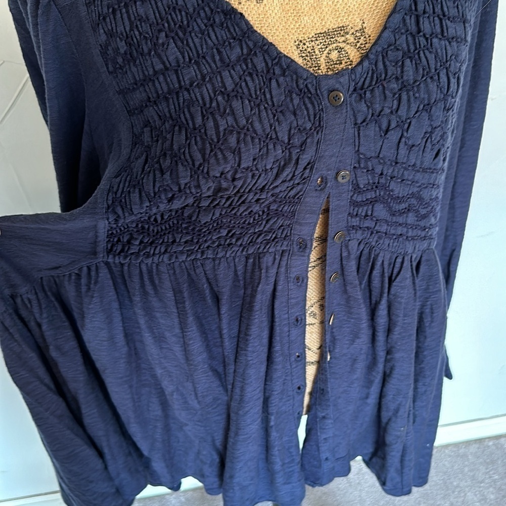 Free People XL Button Tunic Top Lightweight Cardigan Dress EUC NWOT - Picture 3 of 9